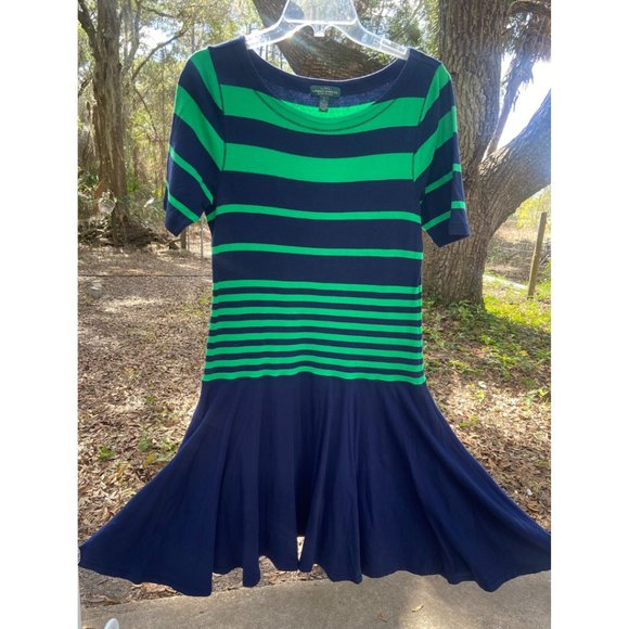 Lauren Ralph Lauren dropped waist stripped dress sz L - Picture 2 of 8